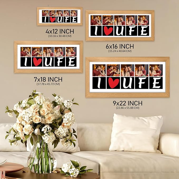 Gifts for Him/Her - Personalized Photo Frame with Love Design, Wall Mount or Tabletop Display, Romantic Gifts for Boyfriend Girlfriend Anniversary Birthday Valentine's