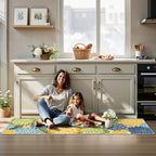 Area Rug 2x6 Yellow Green Washable Entry Rug Multicolored Tropical Botanical Modern Floral Indoor Kitchen Door Mat Entrance Carpet Non Slip for Bedroom Living Room, Porch