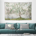 HZOHNAGO Japanese Tapestry Tree Misty Garden Lake Printed Wall Tapestry Ink Painting Wall Hanging for Bedroom Living Room Dorm 90" W x 60" H