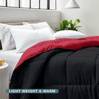 Bare Home Twin/Twin Extra Long Comforter - Reversible Colors - Goose Down Alternative - Ultra-Soft - Premium 1800 Series - All Season Warmth - Bedding Comforter (Twin/Twin XL, Black/Red)