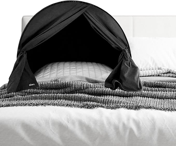 zDen The Original Patented Light-Blocking Luxury Sleep Den Bed Tent: Certified Non-Toxic Blackout Canopy to Improve Sleep Anytime, Anywhere. Perfect for Nightshift, Dorms, Travel, Naps and Relaxation