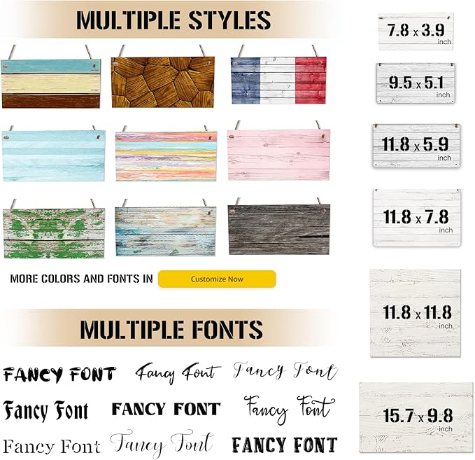 Personalized Rustic Wooden Sign, Custom Plaque Wall Hanging, Art Wood Board Sign for House, Customized Name Sign, Gifts for Family Members Teachers Friends 11.8x5.9 inch