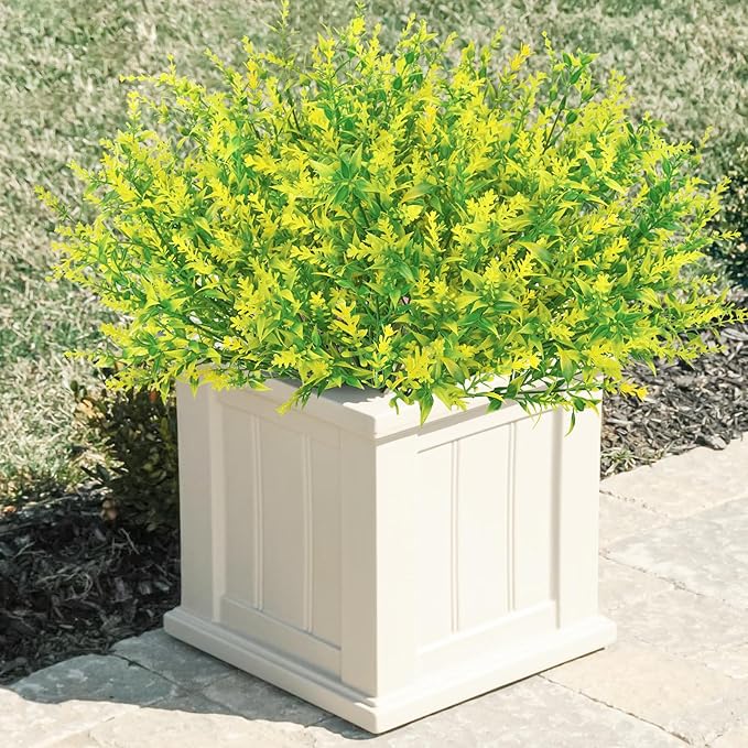 Krissing 80 Bundles Outdoor Lavender Flowers UV Resistant Artificial Flowers for Outdoor Fake Lavender Plastic Purple Plants for Outside Garden Patio Planters Window Box Porch Summer Decor (Yellow)