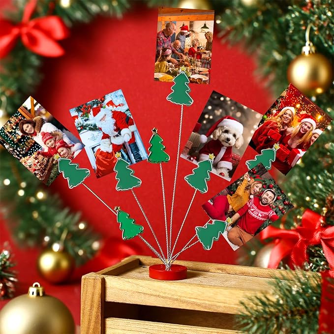 Christmas Photo Tree Holder Clip 8 Branch Gift Card Clips Tree Picture Frame Holder Christmas Table Centerpiece for Memo Paper Note Photo Decorations