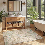 jinchan Botanical Birds 3x5 Beige Area Rugs for Entryway Washable Non Slip Soft Nature Plants Modern Kids Room Carpet Vintage Ultra Thin Low Pile Rug for Living Room Kitchen Bathroom Front Door