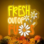 FRESH OUT OF FUS Neon Sign, Funny Novelty Neon Signs for Wall Decor, Dimmable Acrylic Neon Lights for Living Room Bedroom Party Decorations, Perfect Gifts