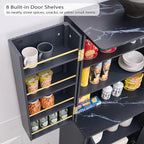 OKD Fluted Kitchen Pantry, 72" Tall Mid Century Modern Storage Cabinet with Adjustable Shelves & Door Organizer, Wood Cabinet for Kitchen, Living Room, Dark Grey