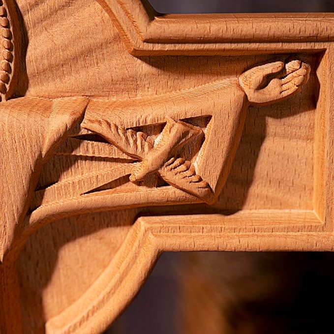 BGCOPPER Jesus Crucifix Wall Cross Handmade Wooden Cross for Wall Decor for Home Room Christmas Gift - 14 Inch