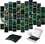Y2K BOO Dark Green Wall Collage Kit - 50 Aesthetic Posters for Room Decor, Perfect for Dorms and Bedrooms, Stylish Dark Green Wall Art for Teen Girls and Cozy Spaces