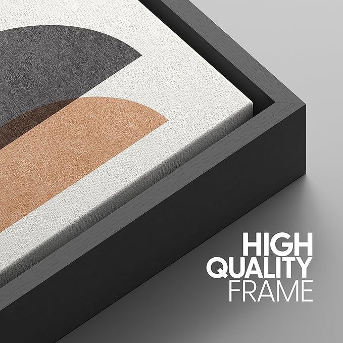 SIGNWIN Framed Canvas Print Wall Art Set Geometric Rainbow Semi-Circle Collage Abstract Shapes Illustrations Modern Art Contemporary Minimal Ultra for Living Room, Bedroom, Office - 24"x36"x3 Black