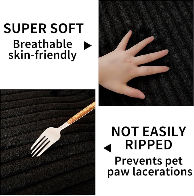 HAOMAIJIA Non-Slip Couch Armrest Covers for Sofa,Fuzzy Couch Arm Covers Set of 2,Washable Thick Soft Recliner Chair Arm Cover Protectors (Black, 23" x 23" 2 Pack)