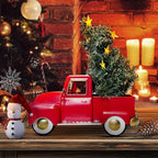 Red Vintage Metal Truck Decor, Red Christmas Truck Decor , Decorative Trucks For Your Home Kitchen, Bedroom, Office, Living Room, Bathroom, & Holiday Shelf Farmhouse Centerpiece Table Decorations
