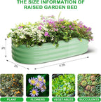 2 Pcs 4.5x2x2ft Oval Raised Garden Bed, Galvanized Raised Beds,Open-Ended Base Metal Raised Planter Beds,Garden Bed Outdoor,Planter Raised Boxes for Vegetables, Flowers,Tool-Free Asse,Green