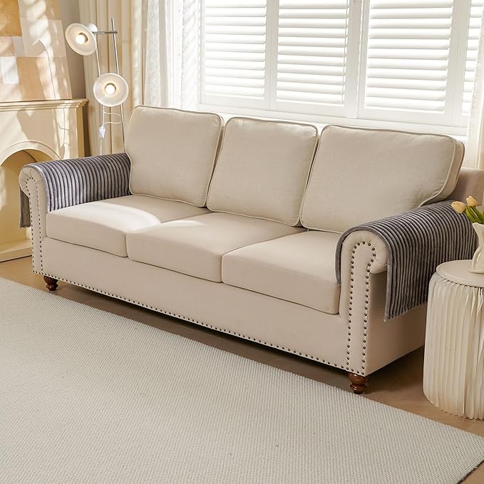 HAOMAIJIA Non-Slip Couch Armrest Covers for Sofa,Fuzzy Couch Arm Covers Set of 2,Washable Thick Soft Recliner Chair Arm Cover Protectors