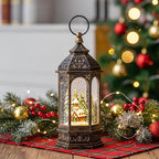Christmas Snow Globe Lantern Lighted Church Musical Snow Water Lantern Swirling Glittering Home Decoration and Gift, Battery Operated or USB Powered
