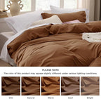 Bedsure Brown Duvet Cover King Size - 3 Pieces Prewashed Cotton-Like Extra Soft Bedding Set, Includes 1 Duvet Cover 104x90 Inches with Zipper Closure & 2 Pillow Shams, Comforter Not Included