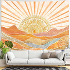 Lunerfex Bohemian Mandala Sunrise Wall Tapestry, Abstract Mountain Scenery Tapestries for Home Decor, Boho Tapestry 60x44 Inch