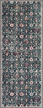 Lahome Moroccan Trellis Kitchen Runner, 2x5 Rug Runners for Hallways Non Slip Laundry Room Rug, Ultra-Thin Washable Vintage Carpet for Bedroom Bathroom, Black/Multi