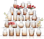 Glass Bud Vase Set of 24, Small Flower Vases, Glass Vases for Centerpieces, Vintage Home Table Decorations Bud Vases (24 Pcs, Amber)