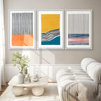 SIGNWIN Framed Wall Art Print Set Orange, Yellow, Blue & Pink Color Blocks and Lines Abstract Shapes Illustrations Modern Art Chic Multicolor for Living Room, Bedroom, Office - 24"x36"x3 White