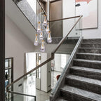 Brass Raindrop 7 Light Dining Room Pendant Light, Large Chandelier Adjustable Hanging Line, Living Room Pendant Light, Foyer Chandelier, Stairwell Pendant Lights, Bedroom