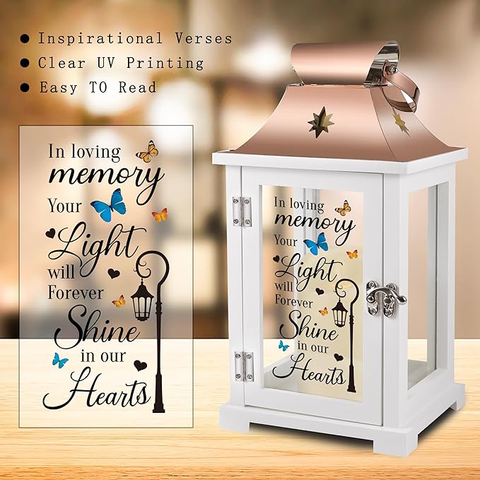 Memorial Lantern, Sympathy Gifts for Loss of Mom/Dad/Loved One, Bereavement Gifts, in Memory of Loved One Lantern,Celebration of Life, Memorial Gifts, Funeral Lantern, in Loving Memory Your Light ...