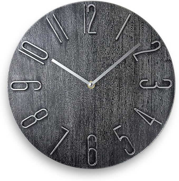 Wall Clock, Silent Clock, Wall Clocks Battery Operated， 12 inch Modern Wall Clock, Suitable for Offices, Living Rooms, Kitchens, Homes, Schools (Gray Without Second Hand)