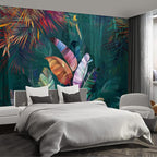 Colorful Banana Leaf Wall murals Peel and Stick Wallpaper for Bedroom Living Room - 58"x86"