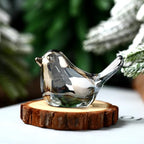Crystal Glass Bird Figurines Grey Glass Bird Decoration Paperweight Hand Blown Glass Art Animal Collectible Figurines Gift for Women