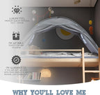 Gray Twin Bed Tent for Kids Indoor Fort - Magical Dream Tents for Boys Pop Up Toddler Bed Canopy for Girls Bunk Bed Tent for Top Bunk - Sensory Sleep Pod for Kids Educational
