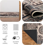 Keen Home Design 4x6 Rug - Machine Washable Area Rug with Non-Slip Backing, Ideal for Living Room, Dining Room, Bedroom - Vintage, Easy Clean, Durable, Low Pile Rug - (4' x 6')