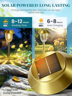 Solar Lights Outdoor Waterproof,6 Pack Gold Solar Pathway Lights with 10-40 LM Dimmable Glass and Metal, Solar Powered Garden Fall Decor for Yard,Patio,Pathway,Driveway(Warm White)