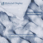 Touchat Luxury 1000GSM Faux Rabbit Fur Throw Blanket, Super Heavy Warm Cozy Grey Blankets for Couch Bed Sofa, Ruched Plush Fuzzy Elegant Soft Reversible Mink Blanket for Living Room Bedroom, Blue