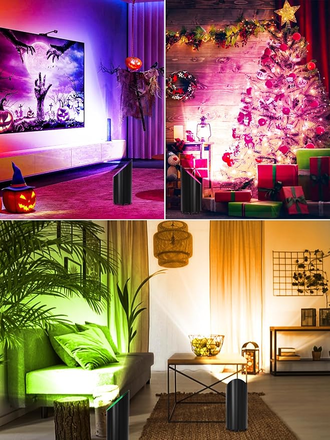 ZUCKEO Indoor Uplighting RGB Floor Can Light LED Spotlight Uplights, 5W Indoor Color Changing Spot Light GU10 Bulb Accent Up Lighting for Plant Corner Christmas, 5.25FT Plug in Cord & Switch, 1 Pack