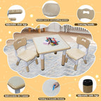 Kids Table and 2 Chairs Set with Graffiti Desktop, Toddler Furniture Set, Non-Slip Table Children Study Desk, Dining Table, Height Adjustable Desk, Painting Desktop for Kids (23.6x23.6Inch)