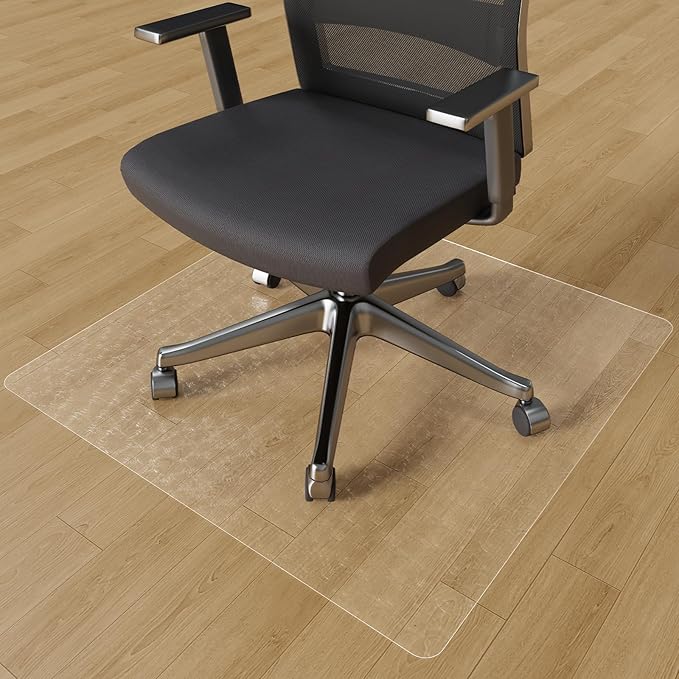 Chair Mat for Hard Floors, Tydle 36" x 36" Office Chair Mat for Hardwood Floors, Vinyl Floor Mat for Gaming Chairs, Non-Slip Floor Protector Rolling Computer Desk Mat for Home Office (Clear-Rose)