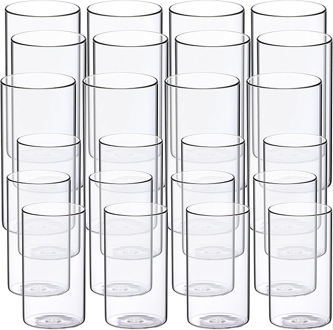 WDHODEC Hurricane Candle Holders 24 PCS, 6" 8" Clear Glass Bud Vases, Cylinder Vase, Pillar Floating Candle Holders for Wedding Birthday Party Centerpiece