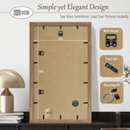 VCK 14x24 Frame Set of 3 - Brown Walnut, Natural Textured Solid Wood Picture Poster Frame, Wall Gallery Frame