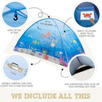 Water World Twin Bed Tent for Kids Indoor Fort - Magical Dream Tents for Boys Pop Up Toddler Bed Canopy for Girls Bunk Bed Tent for Top Bunk - Sensory Sleep Pod for Kids Educational