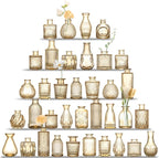 Amber Glass Bud Vases Set of 36, Mini Flower Vase for Centerpieces, Small Clear Vases in Bulk for Wedding Decorations, Vintage Vase for Table, Recepetion, Home Décor