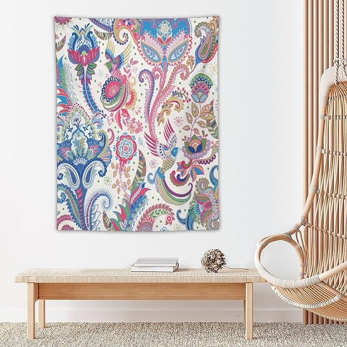 ICMOLYYENLO Boho Green Leaves Tapestry, Mid Century Abstract Tropical Palm Leaves Modern Minimalist Geometric Wall Hanging, Neutral Home Decor Art for Living Room Bedroom Dorm 30x40 Inch