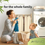 Laundry Hamper 3 Section beige - Large Bamboo Laundry Sorter with Removable Cotton Bags -Three Compartment Organizer for Clothes - Durable, Eco-Friendly, and Stylish Storage Solution for Home