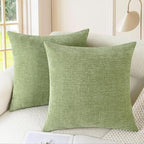 CaliTime Throw Pillow Covers Decorative 22 X 22 Inches Pack of 2 Cozy Chenille Cushion Cases for Couch Sofa Bed Living Room Home Sage Green