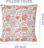 Ridhi Hand Block Print 20X20 Flamingo Pink Decorative Outdoor Couch Throw Canvas Pillow Cover Set of 2 Washable Modern Vintage Boho Chic Spring Home Decor Gifts Cover