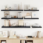 24 Inch Floating Shelves, 24"x9.25"x1.5" Inch Deep Floating Shelves for Wall, Wooden Shelves for Bathroom, Bedroom, Living Room, Black