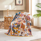 Boho Throw Blanket, 100% Cotton Ultra Soft Luxury Throw Rustic Quilt, 50"x60" Floral Bird Butterfly Farmhouse Decor Bed Blankets, All Season Rustic Reversible Bohemian Throw for Bed - Yellow