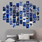 Y2K BOO Dark Navy Aesthetic Wall Collage Kit - 50 Trendy Deep Blue Photos for Minimalist Room Decor, 4"x6" Modern Art Prints for Teen Bedroom, College Dorm & Apartment Wall Aesthetic
