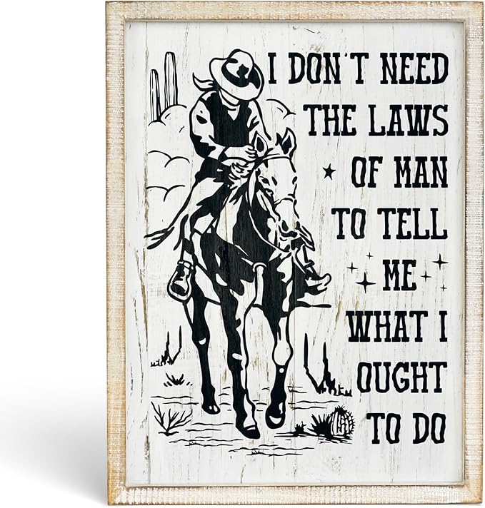 Putuo Decor Bohemian Western Wall Decor, Artistic Cowboy Prints, Square Wall Pediments for Living Room and Hallway (Cowboy)