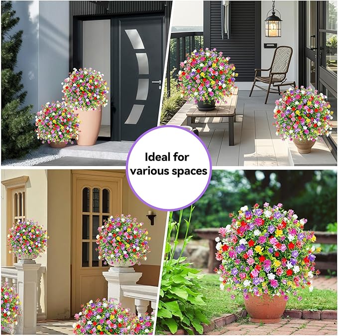 Artificial Boxwood Topiary Ball Trees with Ground Spikes UV Resistant Faux Greenery Shrubs Fake Shrubs for Outdoors, Realistic Faux Plants Bushes for Garden Porch Yard Patio Decor (Multi)