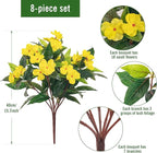 UUqueeten15.7” Fall Decorations for Home Fake Fall Flowers Fake Plants Artificial Impatiens Bouquet Flowers for Outdoors Silk Faux Flowers Impatiens Plants Decor Indoor Planters 8PCS(Yellow)